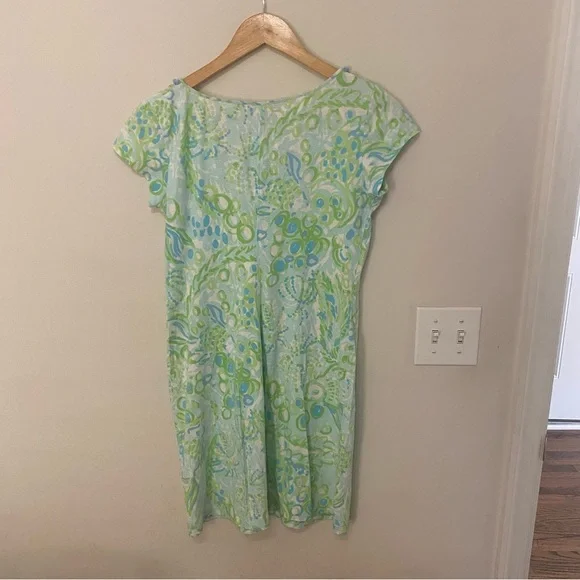 Lilly Pulitzer Harper Mini Dress Green Blue Floral Print Small - Picture 6 of 6